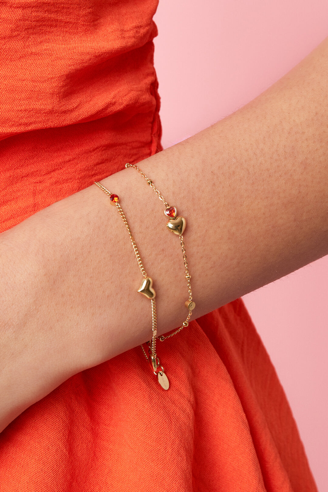 Bracciale con cuori, pietre colorate e pois