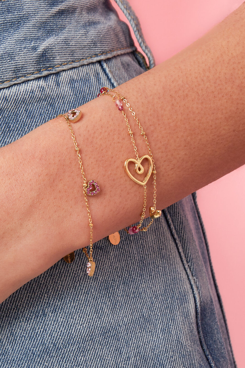 Bracciale con cuore, perline 