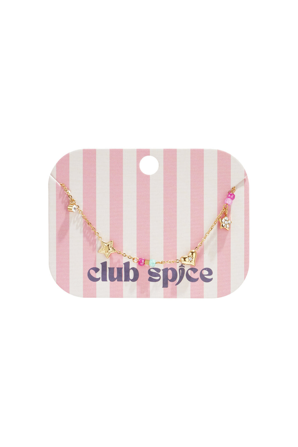 Bracciale con ciondoli a forma di cuore, stella, pietre e perline