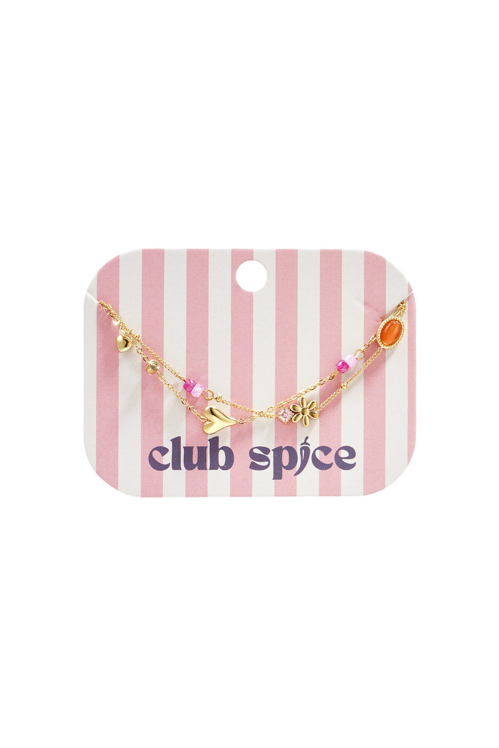 Bracciale doppio con pendenti, perline e pietre
