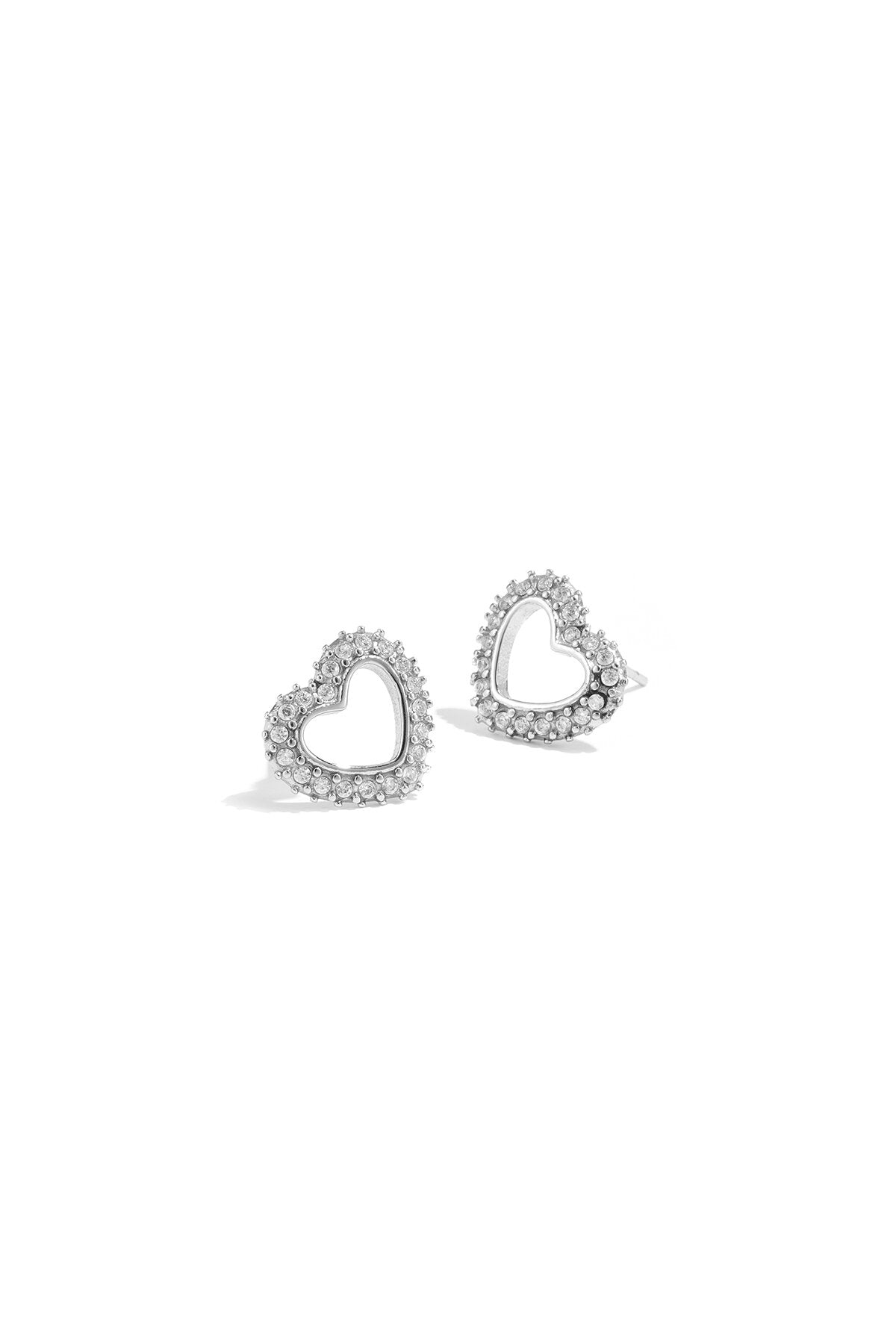 orecchini borchie a forma di cuore con diamanti