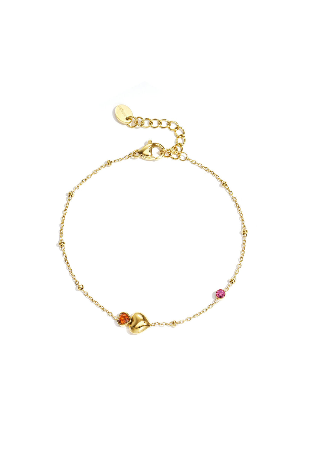 Bracciale con cuori, pietre colorate e pois