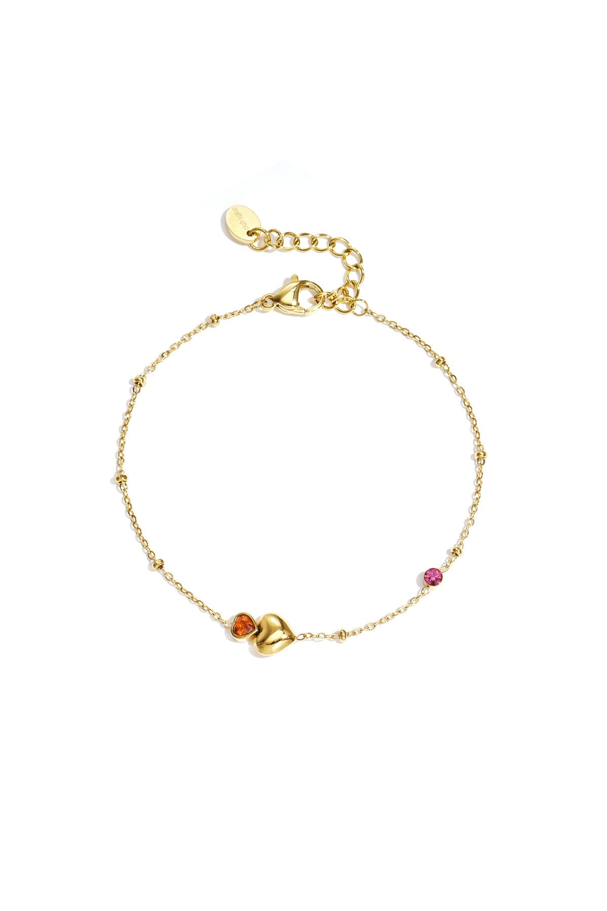 Bracciale con cuori, pietre colorate e pois