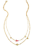 Collana doppia con cuori, perline e fiori